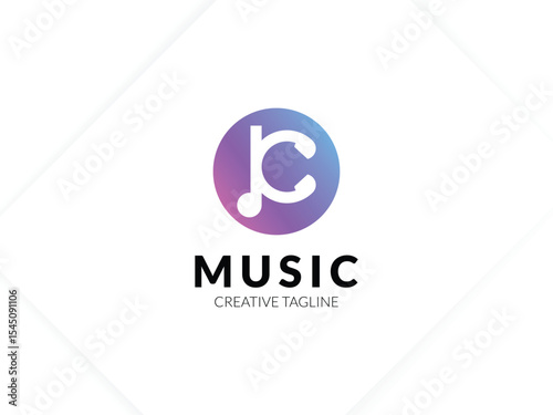 Letter K gradient music logo with headphone for your brand