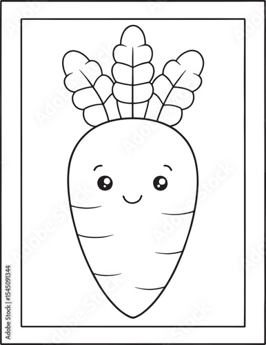 Adorable cartoon carrot coloring page cute vegetable illustration