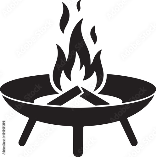 Fire Pit Icon Campfire, Bonfire, Outdoor Fire, Burning Wood, Flames