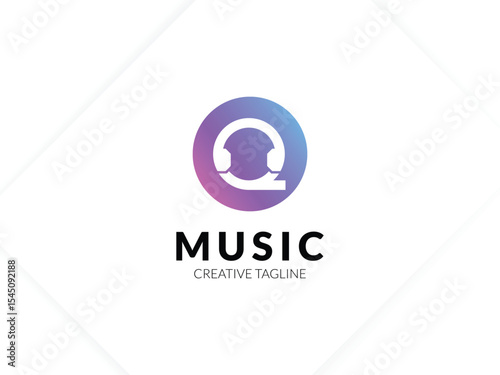 Letter Q gradient music logo with headphone for your brand