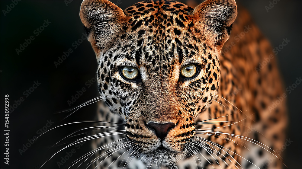 Fototapeta premium Majestic Leopard Close-up: Wild Cat Portrait