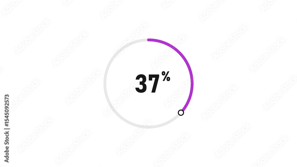 37 percent number loading circle icon pie chart illustration 4K resolution. 37 percent number loading circle icon pie chart illustration 4K resolution.