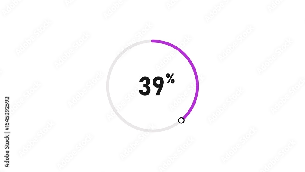 39 percent number loading circle icon pie chart illustration 4K resolution. 39 percent number loading circle icon pie chart illustration 4K resolution.