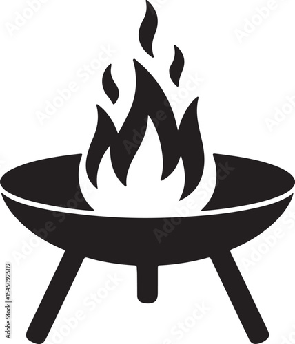 Outdoor Fire Pit Campfire, Bonfire, BBQ Grill Icon