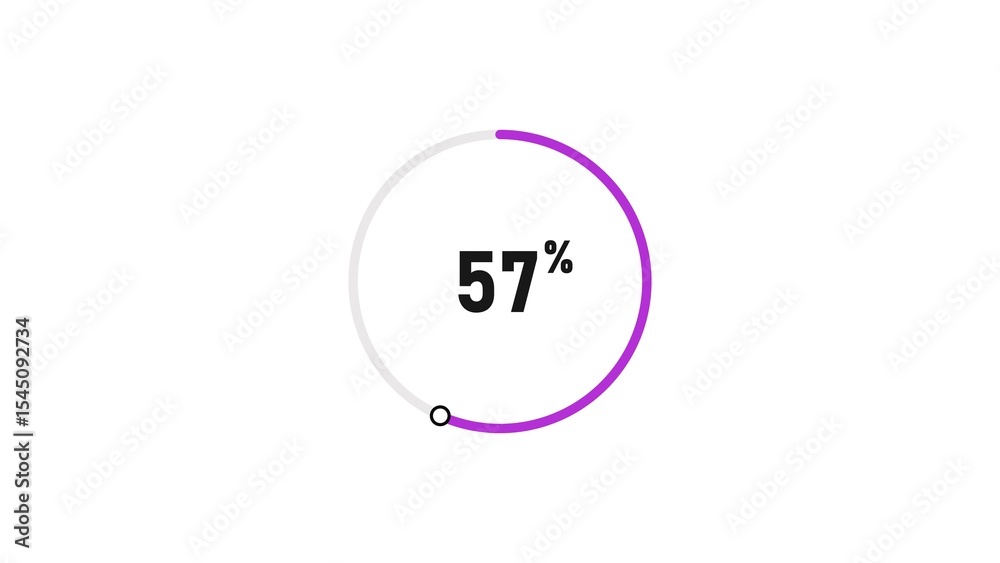 57 percent number loading circle icon pie chart illustration 4K resolution. 57 percent number loading circle icon pie chart illustration 4K resolution.