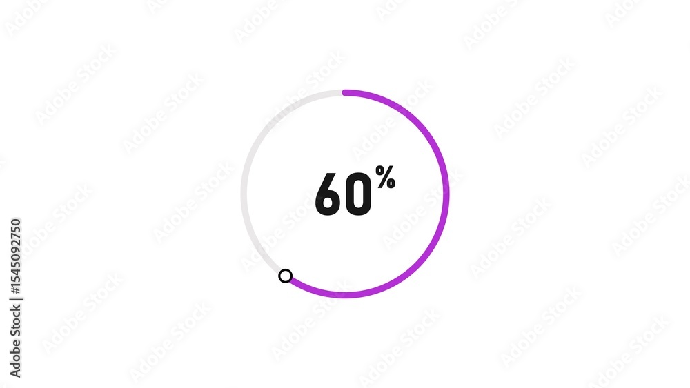 60 percent number loading circle icon pie chart illustration 4K resolution. 60 percent number loading circle icon pie chart illustration 4K resolution.