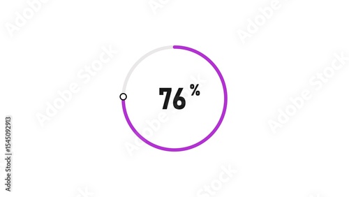 76 percent number loading circle icon pie chart illustration 4K resolution.