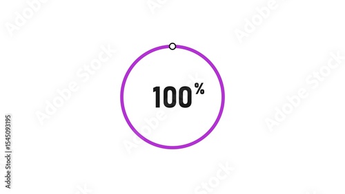 100 percent number loading circle icon pie chart illustration 4K resolution.