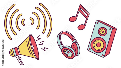 Music and Sound Icon Elements Set