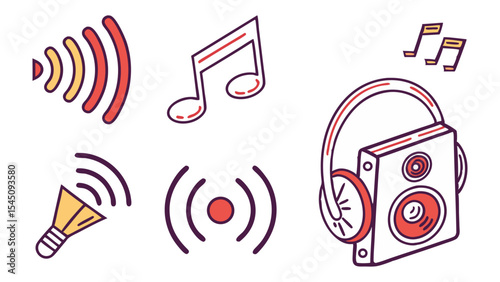 Music and Sound Icon Elements Set