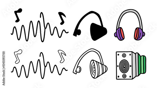 Music and Sound Icon Elements Set
