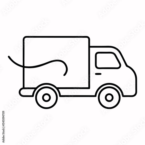 Vector Illustration of a Delivery Truck Icon Drawn in One Continuous Line – Minimalist Line Art