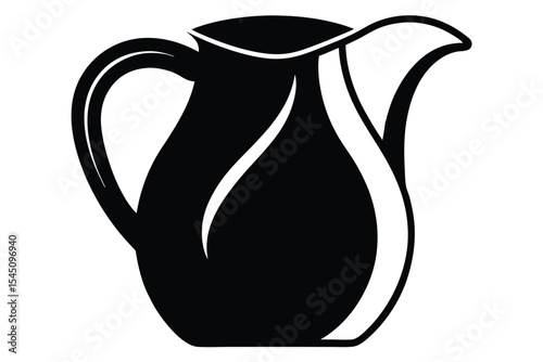 Elegant Black Silhouette of Classic Pitcher with Curved Handle and Spout Design