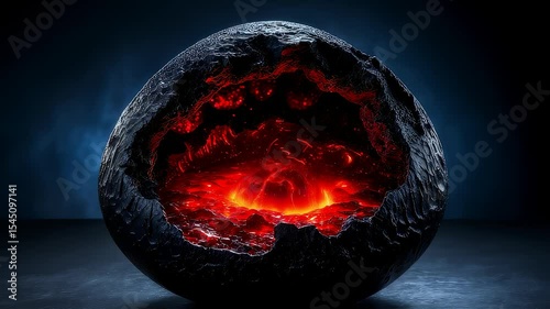 Wallpaper Mural Molten core erupting from obsidian sphere Torontodigital.ca