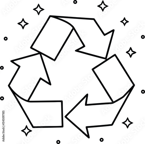 Recycle icon vector Line art illustration Dotted Line Style Recycle Symbol Design