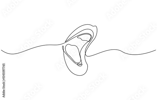 One line drawing open mouth human vector illustration template design, Open human oral cavity when examined by a doctor line drawing on white isolated background.