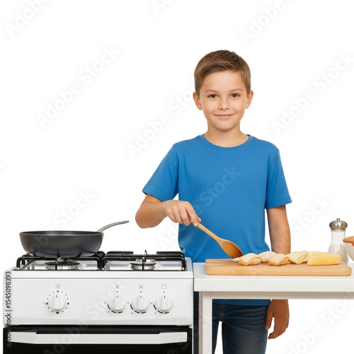 Smiling Boy Cooking in Kitchen Simple Meals, Fun Recipes