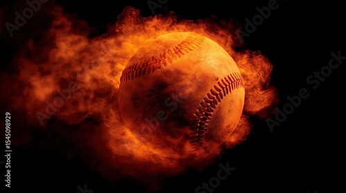 Wallpaper Mural Flaming baseball in midair, fiery glow in darkness — power and intensity unleashed Torontodigital.ca
