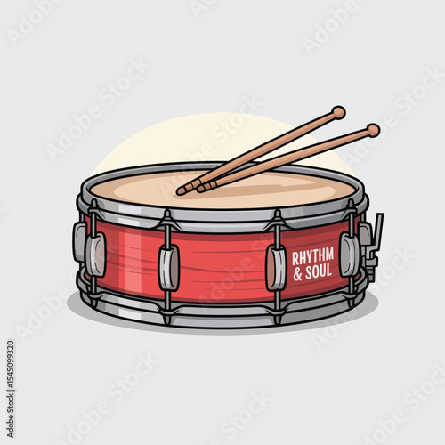 Red Snare Drum with Drumsticks Rhythm and Soul