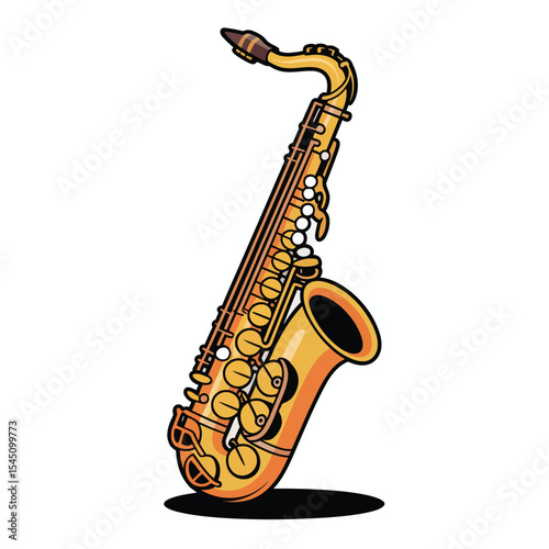Golden Alto Saxophone Musical Instrument Illustration