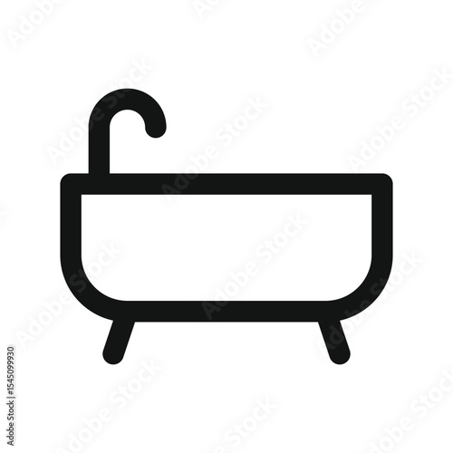 Bathtub UI icon, bath tub simple line user interface vector symbol