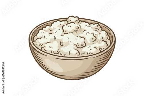 Bowl of Creamy Oatmeal Porridge Breakfast Food Illustration