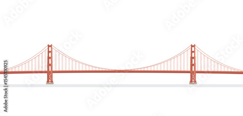 Iconic Golden Gate Bridge Illustration on White Background
