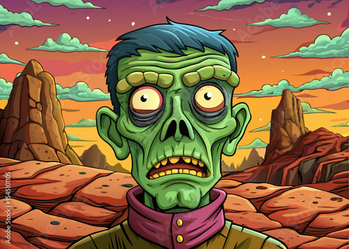 funny zombie character vector on isolated background perfect for Halloween designs, spooky humor artwork, or quirky undead themed projects