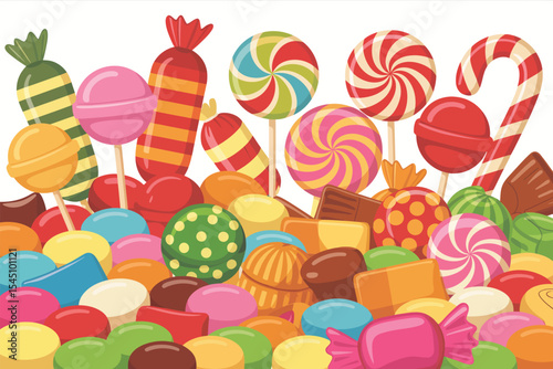 Colorful Assortment of Candies and Lollipops