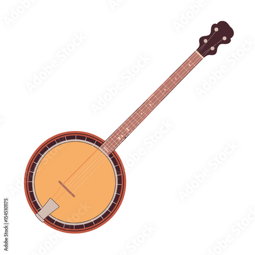 Classic Five String Banjo Musical Instrument Illustration