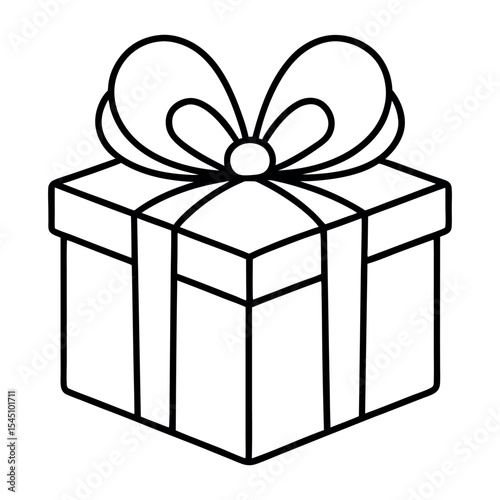 Vector Illustration of a Gift Box Icon Drawn in One Continuous Line – Minimalist Line Art