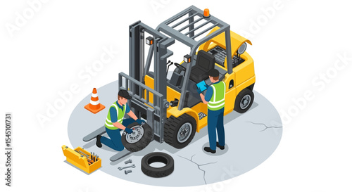 Forklift Repair and Maintenance Expert Technicians Servicing Industrial Equipment