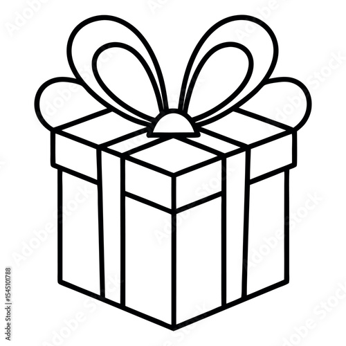 Vector Illustration of a Gift Box Icon Drawn in One Continuous Line – Minimalist Line Art
