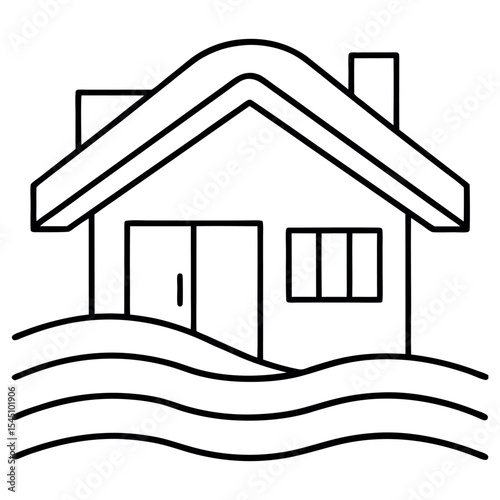 Vector Illustration of a House Icon Drawn in One Continuous Line – Minimalist Line Art