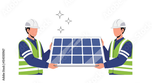 Sustainable Energy Technicians Installing Solar Panel for Clean Power Generation