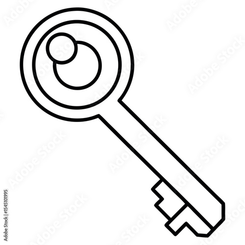 Vector Illustration of a Key Icon Drawn in One Continuous Line – Minimalist Line Art