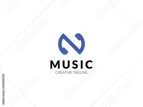 Letter N headphone music logo for your brand