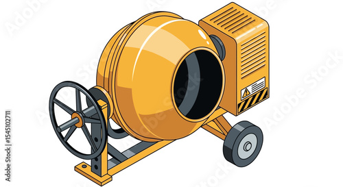 Efficient Concrete Mixer Construction Equipment Illustration