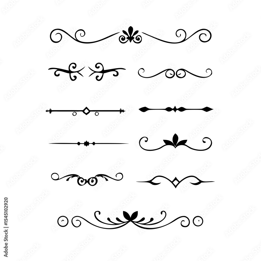 Obraz premium Text dividers with hearts doodle set. Wedding decorative elements. Divider ornament, borders, arrows. Hand drawn vector illustration isolated on white background 