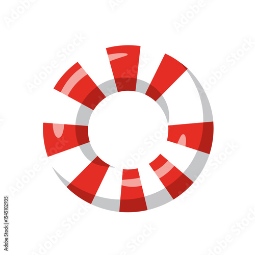 Inflatable swim ring with a classic striped pattern