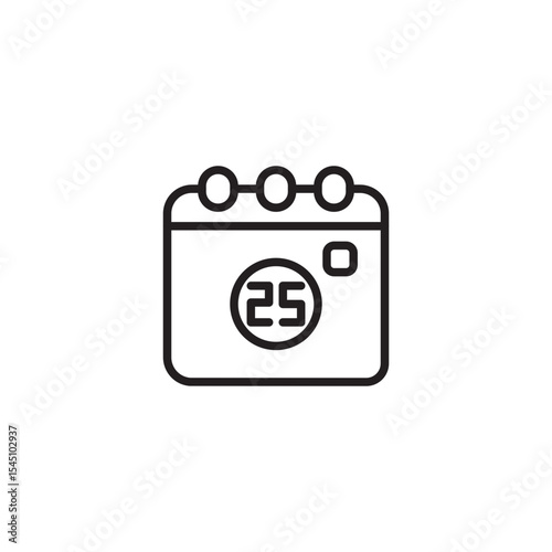 A line art icon features a calendar with the number "25" circled inside, denoting a specific date or event on the 25th of a month.