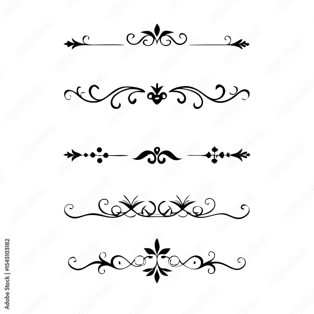 Obraz premium Text dividers with hearts doodle set. Wedding decorative elements. Divider ornament, borders, arrows. Hand drawn vector illustration isolated on white background 