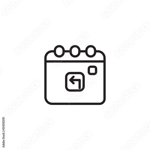 A line art icon features a calendar with a left-turning arrow inside, suggesting a return to a previous date, a historical event, or a backward navigation in a schedule.