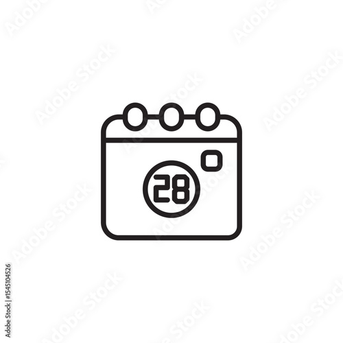 A minimalist line icon displays a calendar with the number "28" circled inside, denoting the twenty-eighth day of a month or a specific event scheduled for that date.