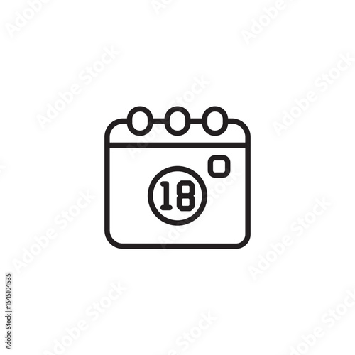 A clean line icon displays a calendar with the number "18" circled inside, denoting the eighteenth day of a month or a specific event scheduled for that date.