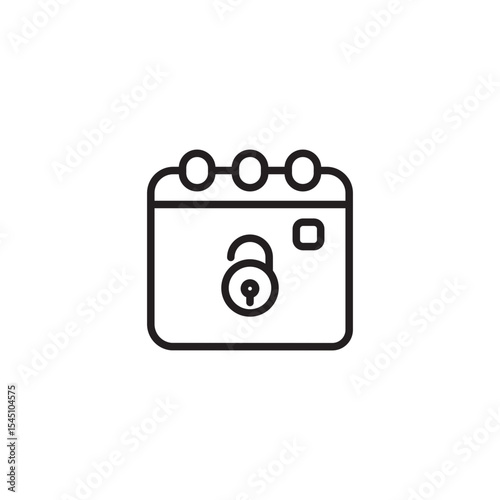 A simple line icon displays a calendar with an unlocked padlock symbol inside, suggesting an available date, an open schedule, or a public event.
