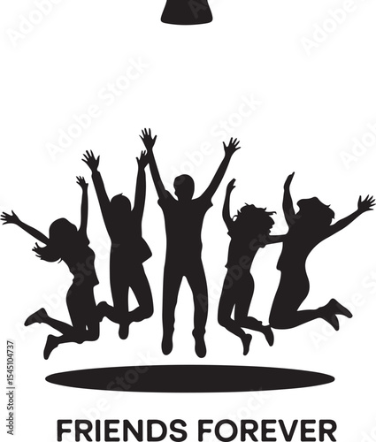 
Friends Forever Jumping Silhouette Vector Bundle