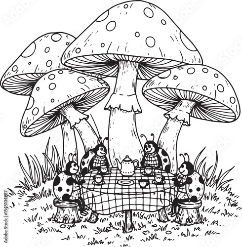 Vector illustration of mushrooms