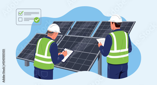 Solar Panel Inspection Technicians Inspecting Solar Energy System