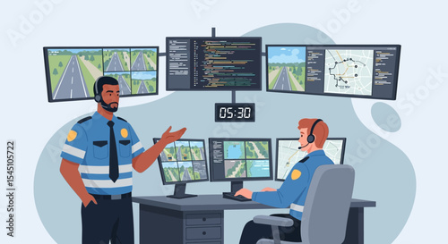 Traffic Monitoring and Control Center Police Officers Utilizing Advanced Technology
